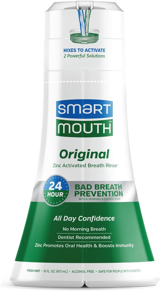 SmartMouth Original Mouthwash - Bad Breath Mouthwash - Halitosis Mouthwash - Bad Breath Treatment - Bad Breath Oral Rinse - Alcohol-Free Mouthwash - Dentist Recommended - Fresh Mint Taste - Eliminate