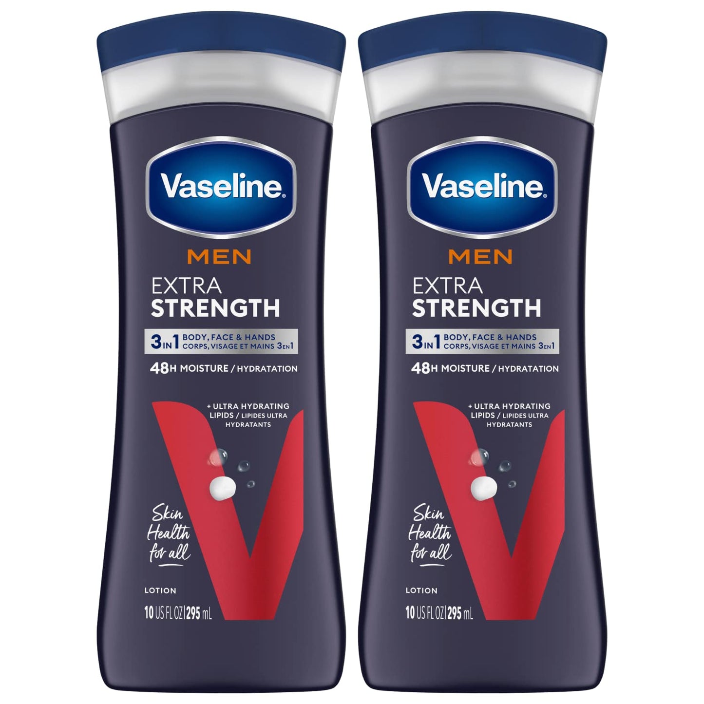 Vaseline Lotion for Dry Skin - Men Extra Strength Lotion, Fast-Absorbing Body Lotion Jelly and Ultra-Hydrating Lipids, 3-in-1 Body, Face, & Hands, 10 Oz Ea (Pack of 2)