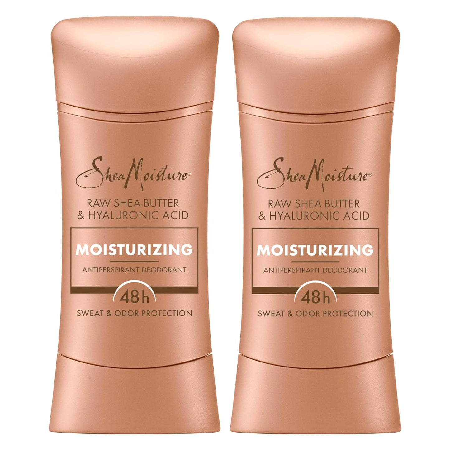 SheaMoisture Antiperspirant Deodorant Stick Moisturizing Raw Shea Butter & Hyaluronic Acid 2 Count for 48HR Sweat & Odor Protection with No Parabens & No Mineral Oil 2.6 oz