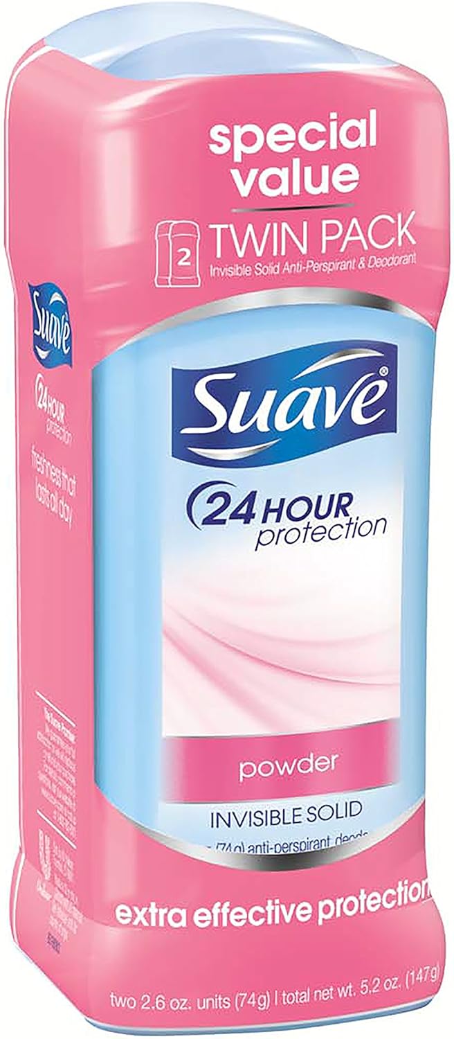 Suave 24 Hour Protection Invisible Solid Deodorant for Women, Powder - 2.6 oz - 4 pk
