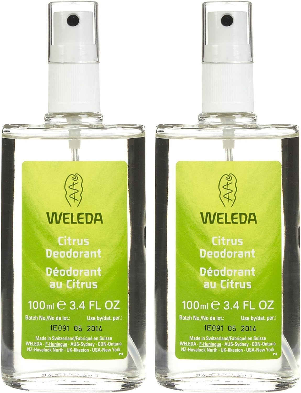 Weleda Refreshing Non-Aerosol Deodorant Spray, Citrus - 3.4 Fl Oz (Pack of 2)