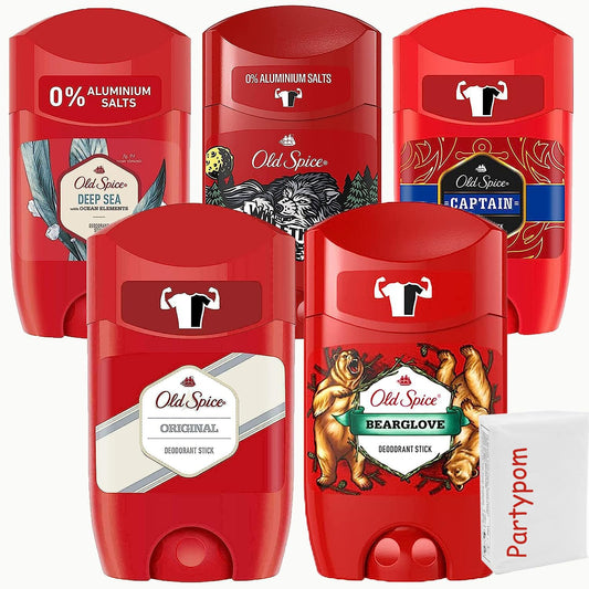 Old Spice 5 Pack Men's Deodorant Variety, Aluminum Free Invisible Solid Stick, Travel Size 1.69oz Each
