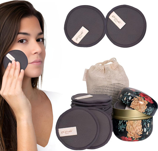 The Freckled Rebel Reusable Makeup Remover Pads Set, Soft Cotton Rounds are Ideal Reusable Face Pads for Makeup Removal, Skincare Cotton Pads for Face Toner, 20 Makeup Remover Wipes with Laundry Bag