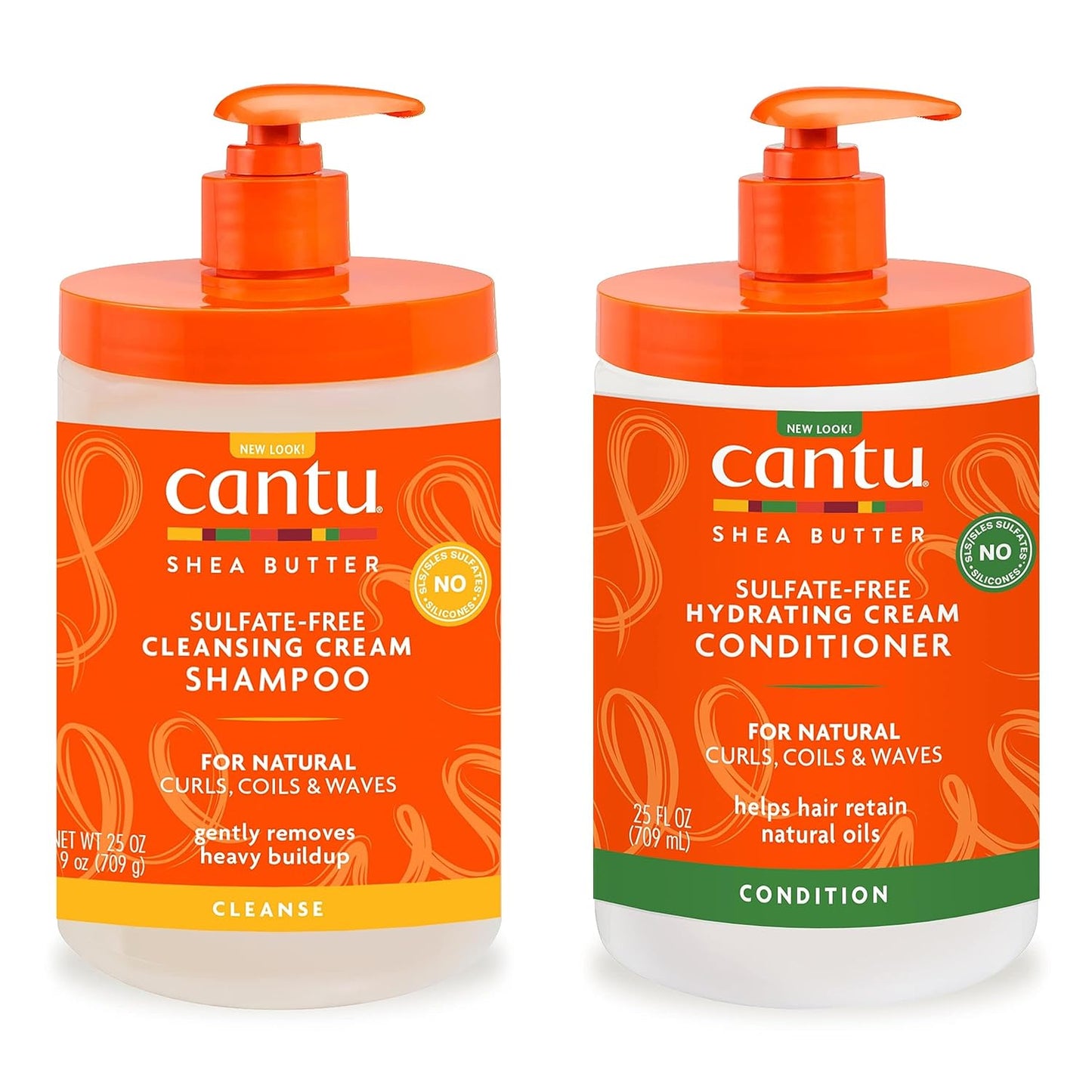 Cantu Shampoo & Conditioner with Shea Butter for Natural Hair, 25 fl oz (Pack of 2)