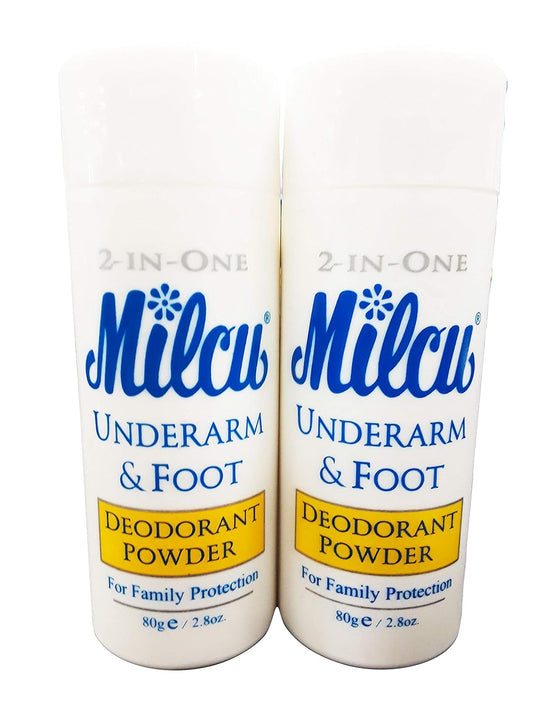 Underarm & Foot Deodorant Powder 80g per Bottle, 2 Pack