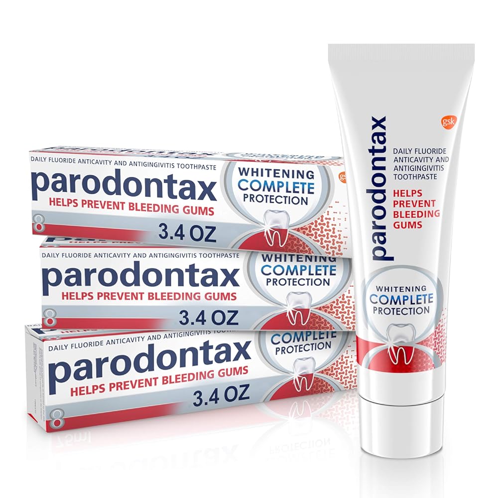 Parodontax Complete Protection Whitening Toothpaste To Help Prevent Bleeding Gums, Anticavity, Gum Toothpaste For Gum Health And Whitening - 3.4 oz x 3