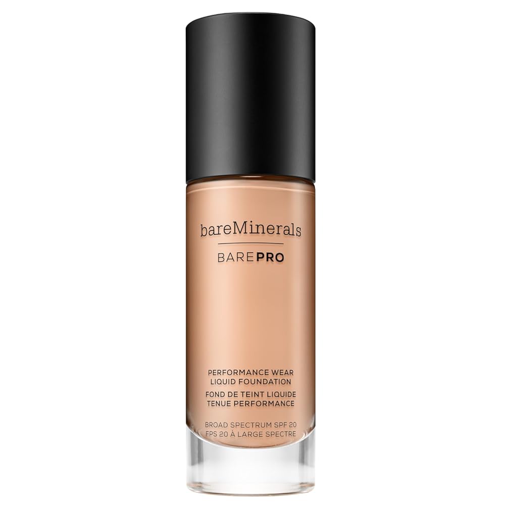 bareMinerals Barepro Performance Wear Liquid Foundation SPF 20, Breathable Makeup for Face, Full Coverage, 24HR Wear, Natural Matte Finish, Vegan