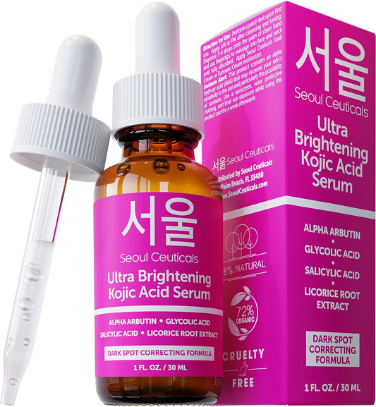 SeoulCeuticals Korean Skin Care Kojic Acid Serum Alpha Arbutin Serum Ð Dark Spot Remover Corrector Glycolic Acid Serum + Salicylic Acid K Beauty 1oz