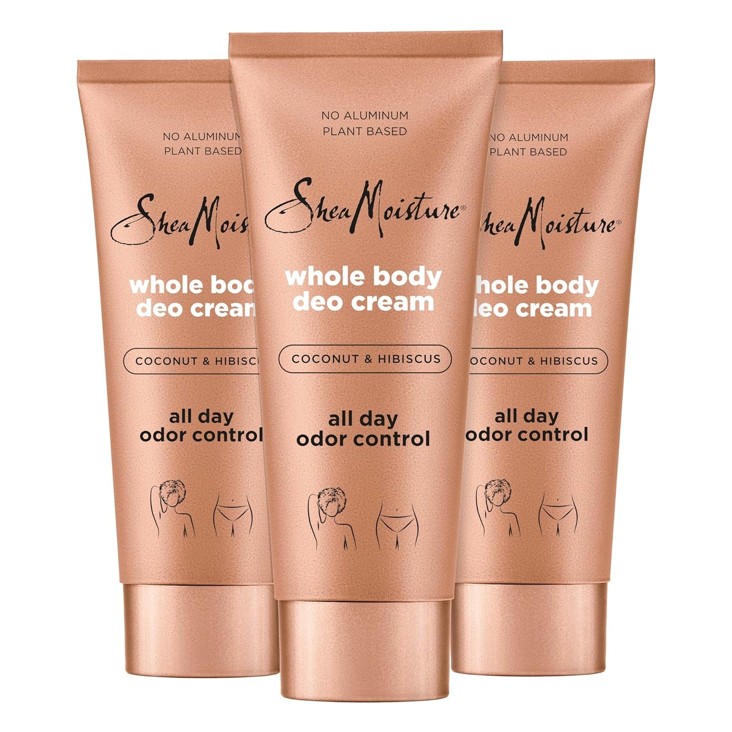 SheaMoisture Whole Body Deo Cream Coconut & Hibiscus 3 count for All-Day Odor Control, with No Aluminum, 2.5 oz