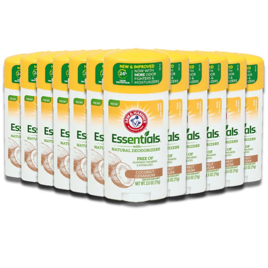 Arm & Hammer Essentials Natural Deodorant Coconut Geranium - 2.5 oz  - 12 Pack