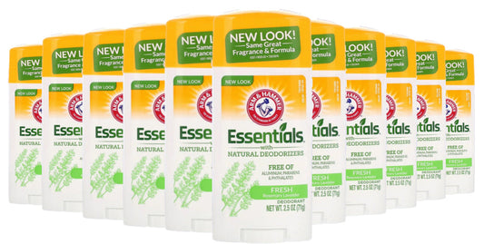 Arm & Hammer Essentials Natural Deodorant Fresh - 2.5 oz  - 12 Pack