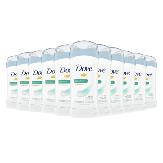 Dove - Invisible Solid Antiperspirant  Deodorant stick for women Sensitive, 2.6 oz  - 12 Pack