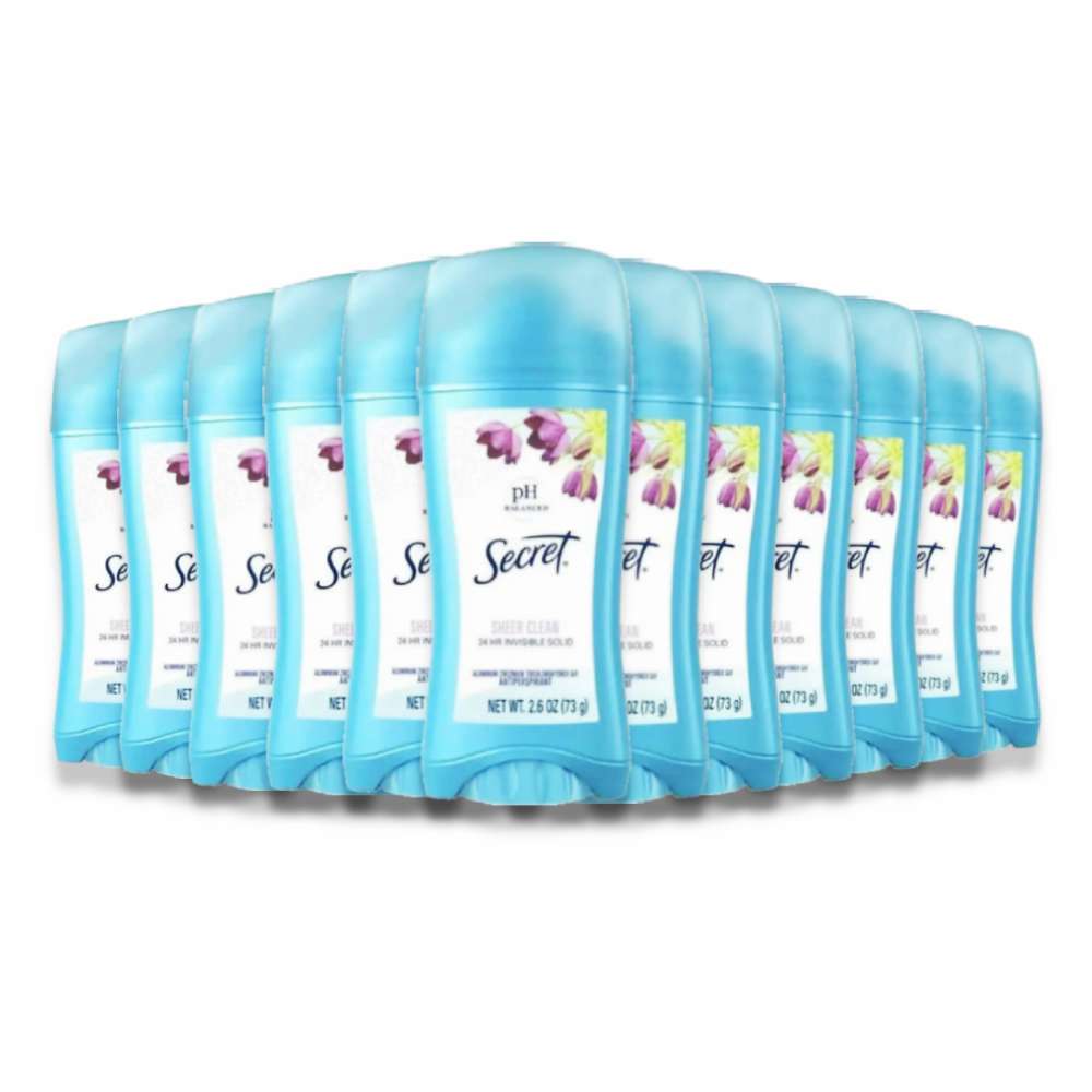 Secret Sheer Clean Invisible Solid Antiperspirant & Deodorant - 2.6oz   12 Pack