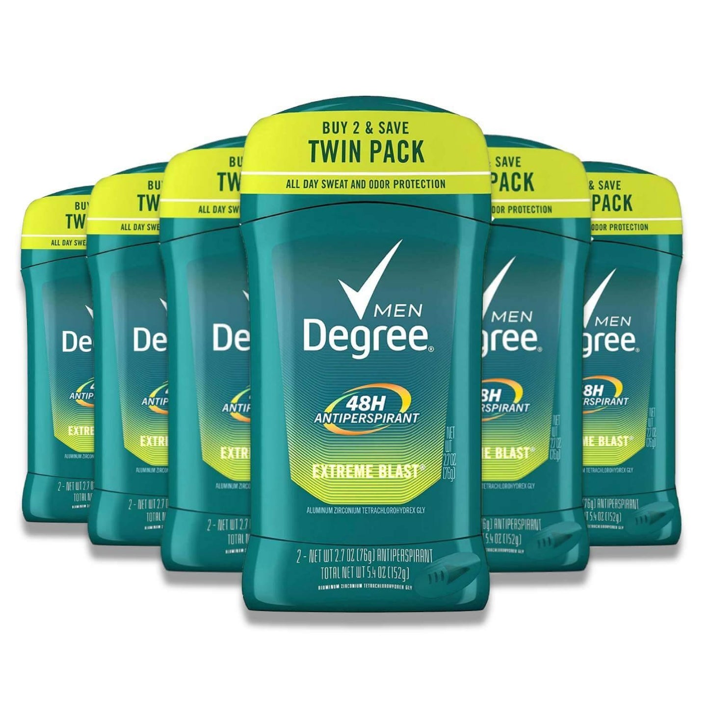 Degree - Men Dry Protection, Anti-Perspirant, Extreme Blast - 2.7 Oz Each - 6 Pack (Twin Pack)