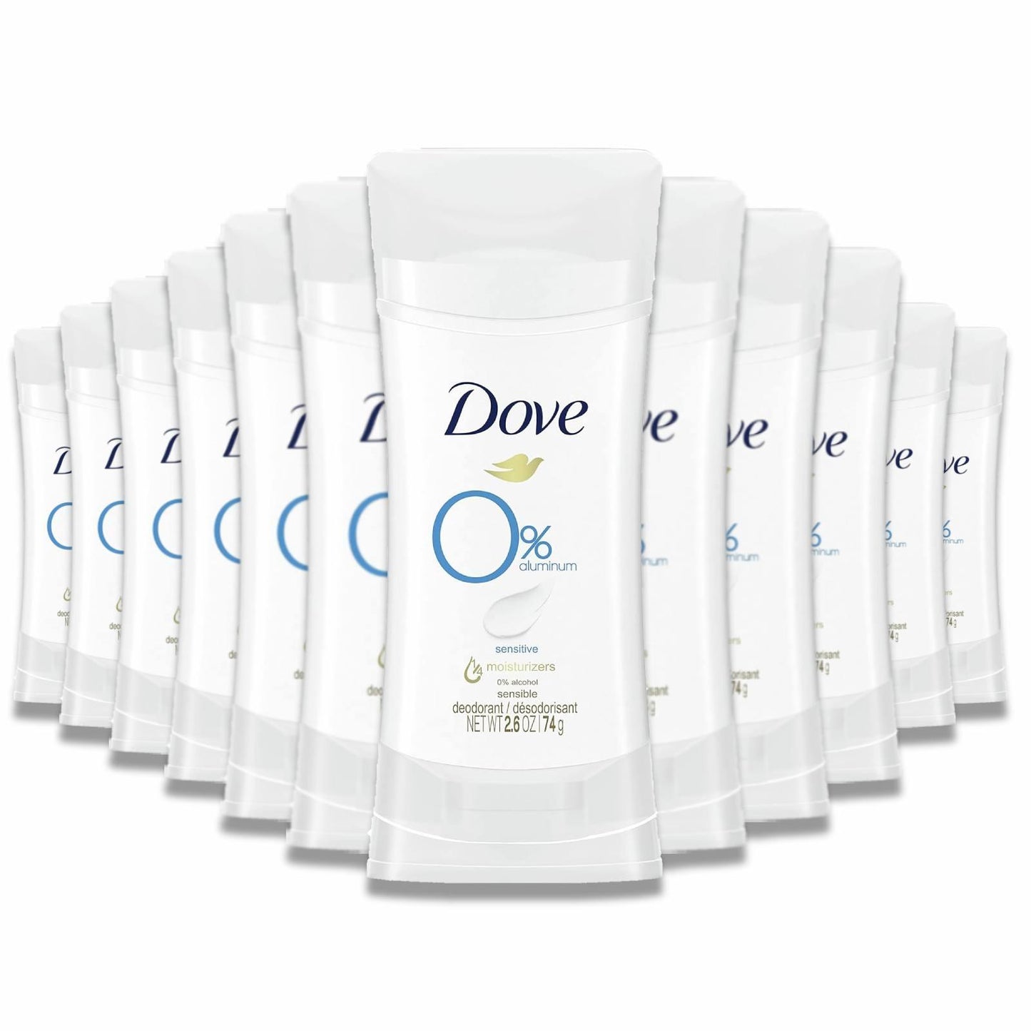 Dove - Deodorant for Women Sensitive, Odour Protection, Safe for Sensitive Skin, Aluminum Free - 2.6 Oz - 12 Pack