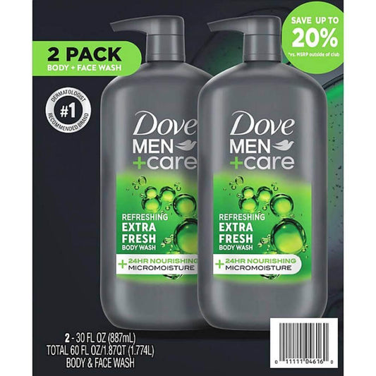 Dove - Men+Care Body and Face Wash, Extra Fresh - 30 Oz - 2 Pack