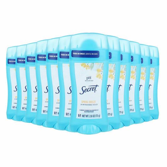 Secret Spring Breeze Invisible Solid Antiperspirant & Deodorant - 2.6oz   12 Pack